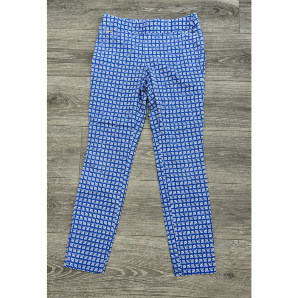 Geometric Preppy Ankle Pants The Limited Size 4 Blue White Tile Print Slim
